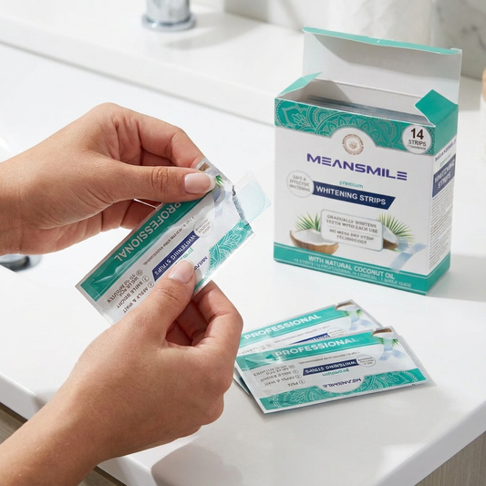 Meansmile Professional Whitening Strips with Coconut Oil & No Mess Formula