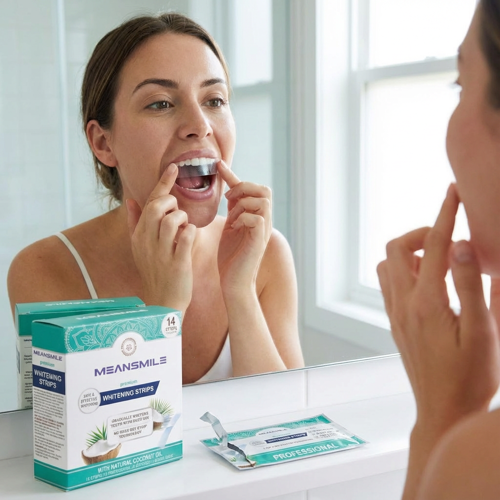 Meansmile Professional Whitening Strips with Coconut Oil & No Mess Formula