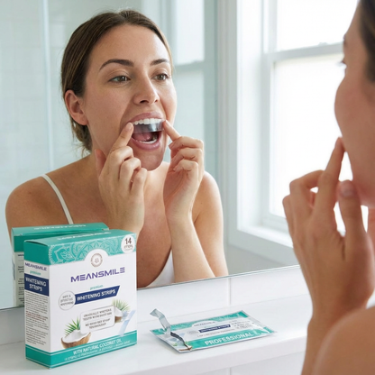 Meansmile Professional Whitening Strips with Coconut Oil & No Mess Formula